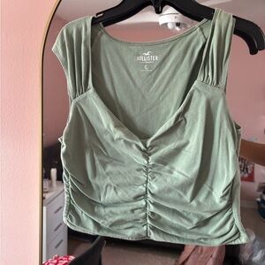 Hollister Women's Green Ruched Top